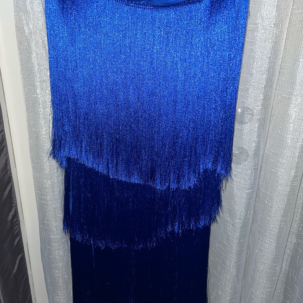 ASOS DESIGN asymmetric fringe midi dress